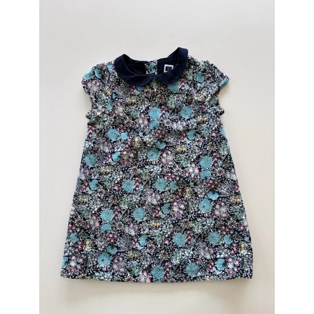 Janie & Jack Baby Girls Size 18-24 Months Floral Corduroy Shift Dress Preppy